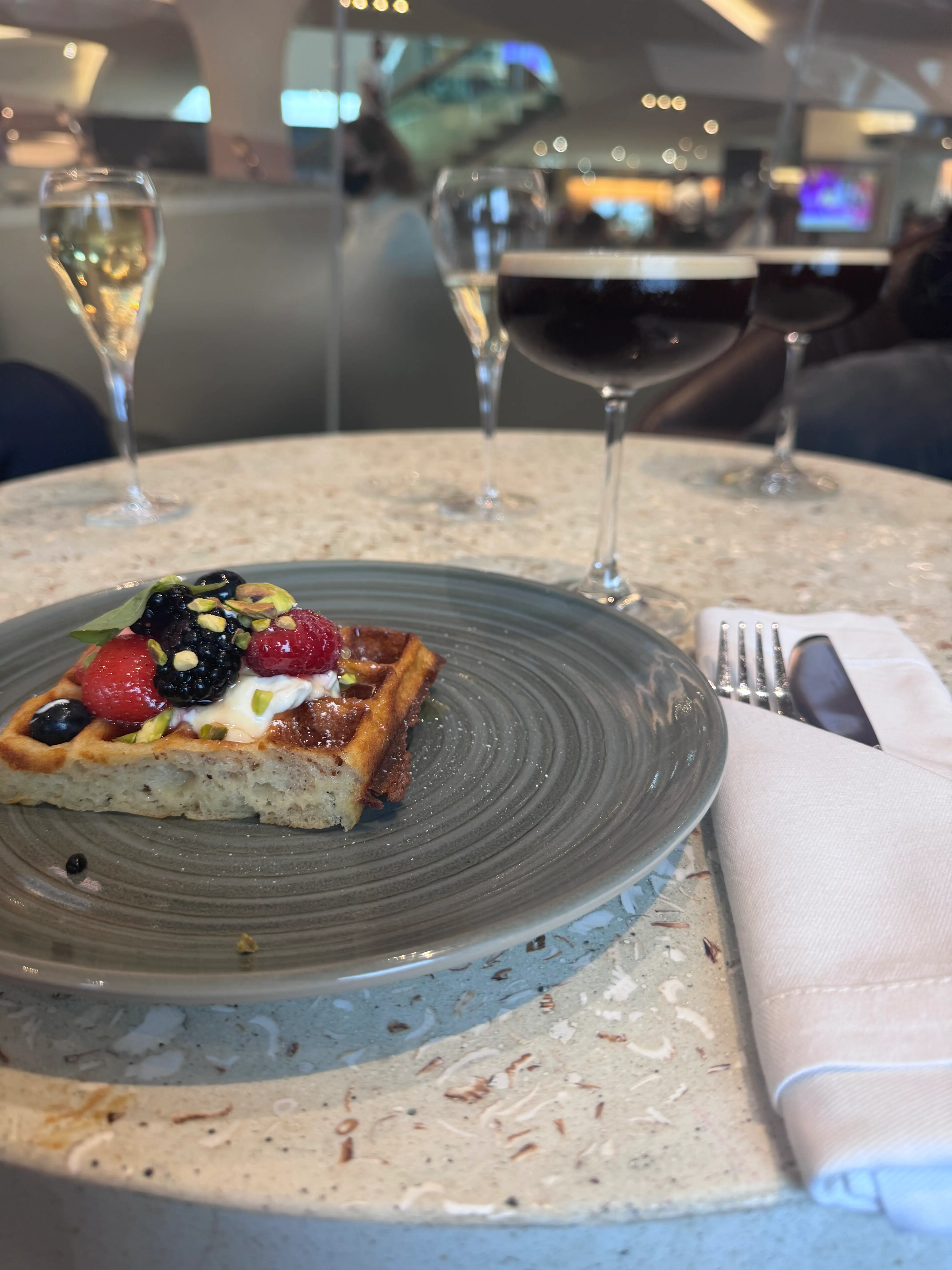 Breakfast dish served in the Virgin Atlantic Upper Class Lounge at Heathrow