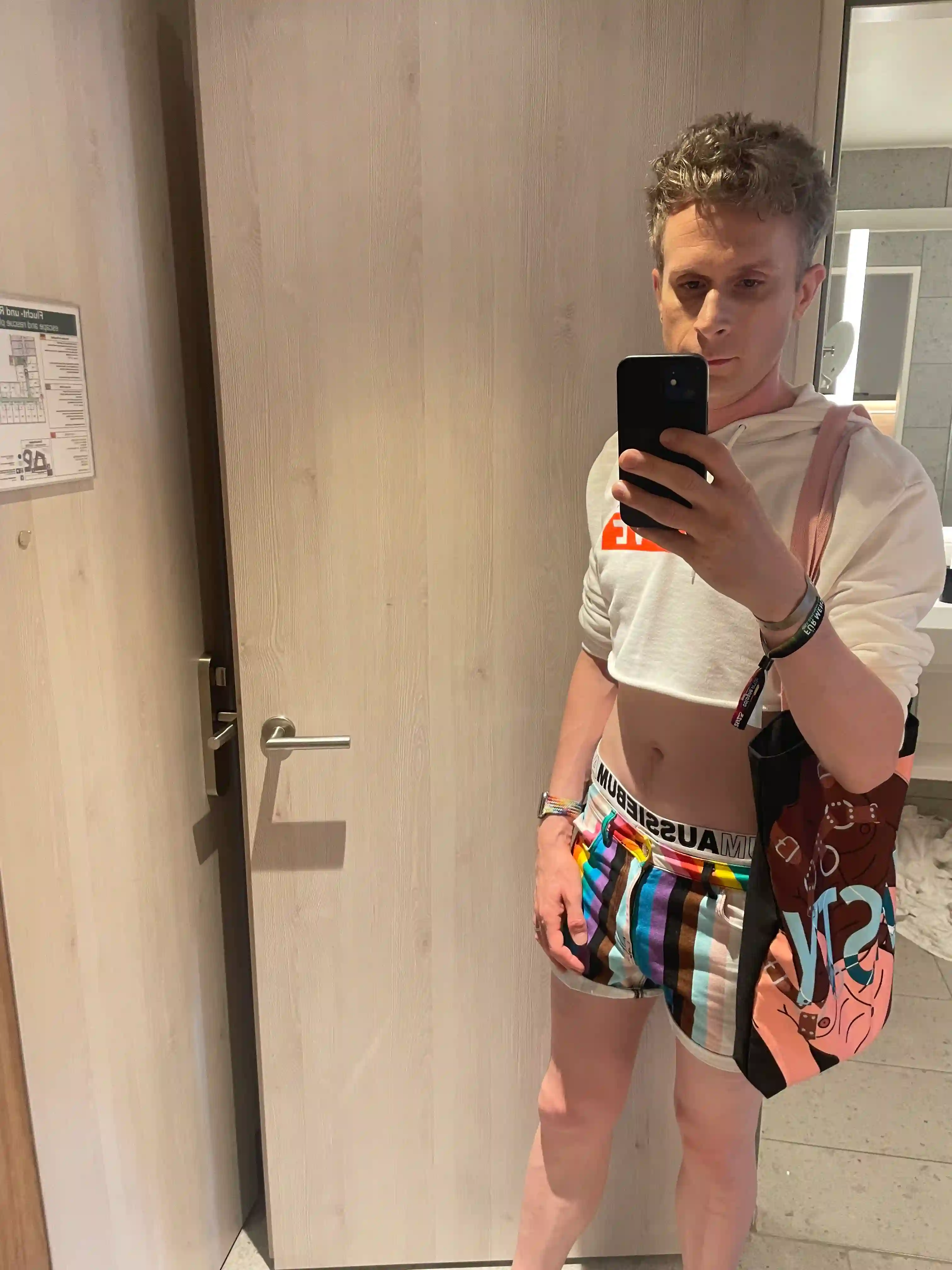 Joe getting ready for Cologne Pride before heading to the parade.